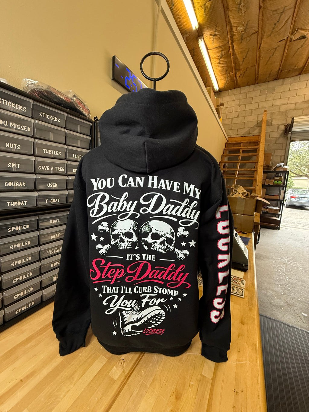 You Can Have My Baby Daddy It's The Step Daddy I'll Curb Stomp You For | Women's Funny Black Graphic Hoodie